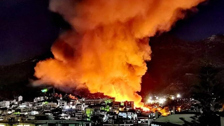 Sisam’da DEPREMİN ÜSTÜNE BİR DE YANGIN!
